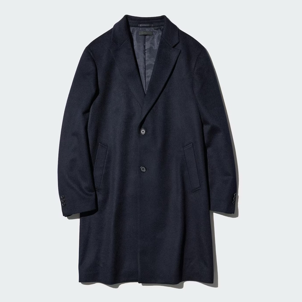 Uniqlo Navy Wool Cashmere Overcoat XS